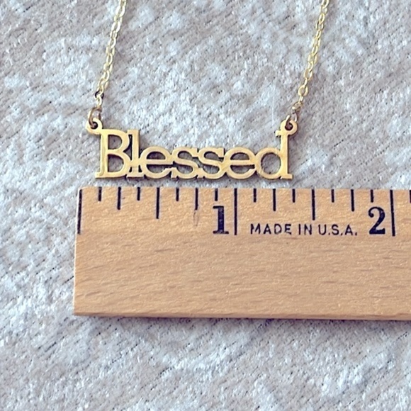 Brand New “Blessed” Gold Tone Word Necklace w/ Pouch - Picture 9 of 13